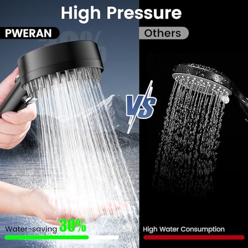 PWERAN Filtered Shower Head with Handheld, High Pressure 4 Spray Mode Showerhead with Filters, Water Softener Beads for Hard Water with ON/OFF Switch for Pets - Image 2