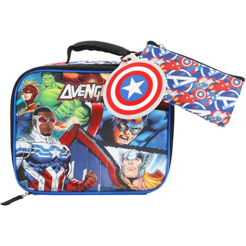 Marvel Avengers Lunch Box for Boys Set - Bundle Lunch Bag, Keychain, Water Bottle, Stickers, More Avengers Meal Container Kit for Kids - Image 4