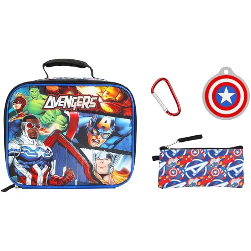 Marvel Avengers Lunch Box for Boys Set - Bundle Lunch Bag, Keychain, Water Bottle, Stickers, More Avengers Meal Container Kit for Kids - Image 3