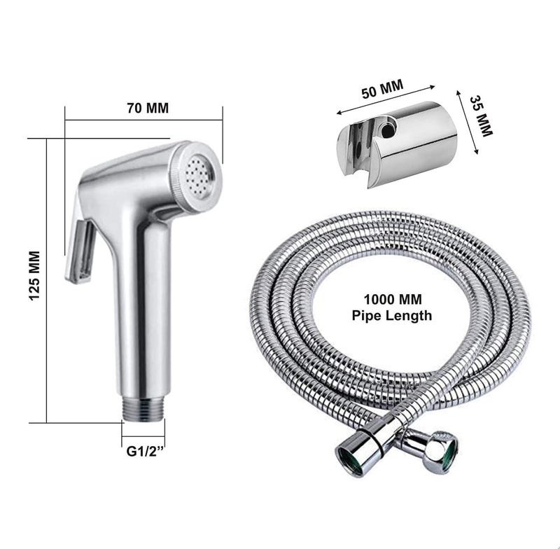 Bathoyum Make in India ABS Health Faucet Toilet Jet Spray Polished Finish Silver Standard Size Pack of 1 - Image 3