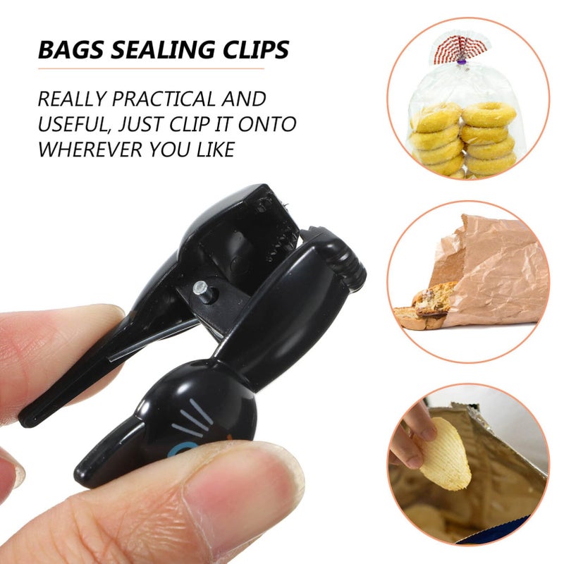 Black Cat Design Food Bag Clips 8Pcs Plastic Sealing Clips For Snacks Bread Storage - Image 3