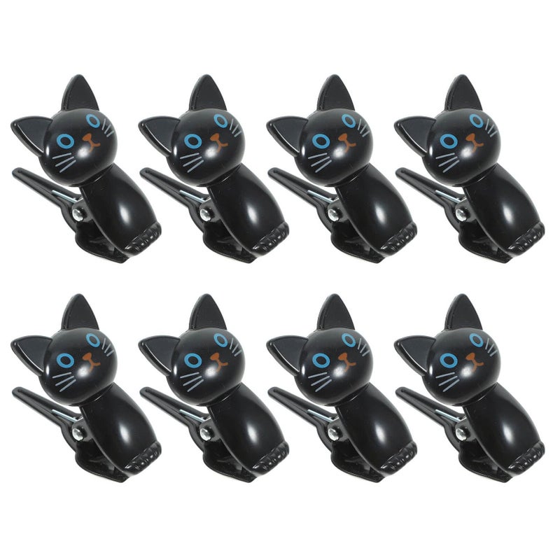 Black Cat Design Food Bag Clips 8Pcs Plastic Sealing Clips For Snacks Bread Storage - Image 2