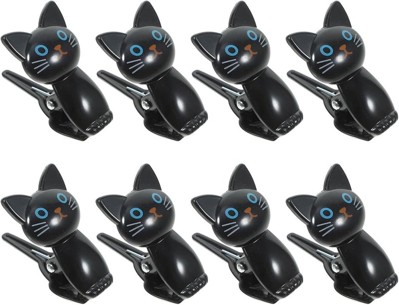 Black Cat Design Food Bag Clips 8Pcs Plastic Sealing Clips For Snacks Bread Storage - Image 1