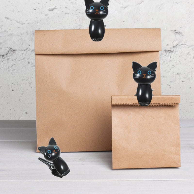 Black Cat Design Food Bag Clips 8Pcs Plastic Sealing Clips For Snacks Bread Storage - Image 4