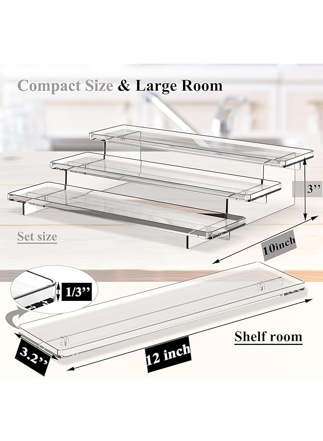 erorex 12 Inch Clear Acrylic Display Risers Stand 3 Tiered Shelf Organizer For Perfumes Cupcakes Jars Bottles Lotions Spices Display Shelf In Dresser Store Supermarket Kitchen Counter - Image 3