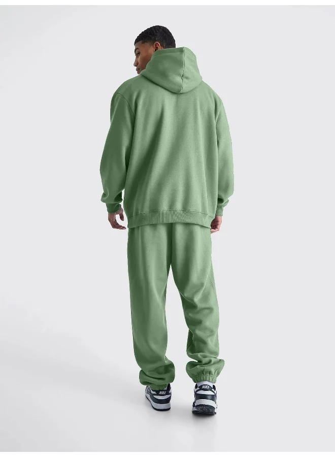 مانياك Mens Solid Hunter Green Hooded Neck Sweatshirt and Jogger Cotton Loopknit Fleece Co-Ords