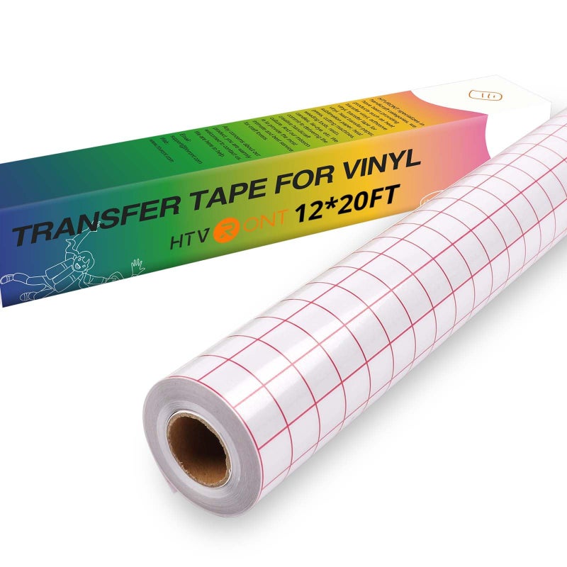 HTVRONT Transfer Tape for Vinyl 12 x 20 FT Red Alignment Grid Clear Transfer Paper for Vinyl for Self Adhesive Vinyl High Tack Transfer Tape for Signs Stickers Decals Walls Doors
