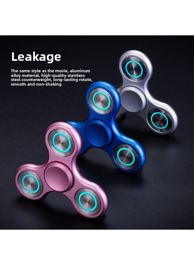 Fingertip Gyro Aluminum Alloy Finger Stainless Steel Big Ternary Magic Decompression Rotary Toy-Color:Leaker [aluminum Alloy + Stainless Steel]-pink-Specification:Luminous Version: With Leather Bag + Flashlight + Disassembly Piece + Bearing