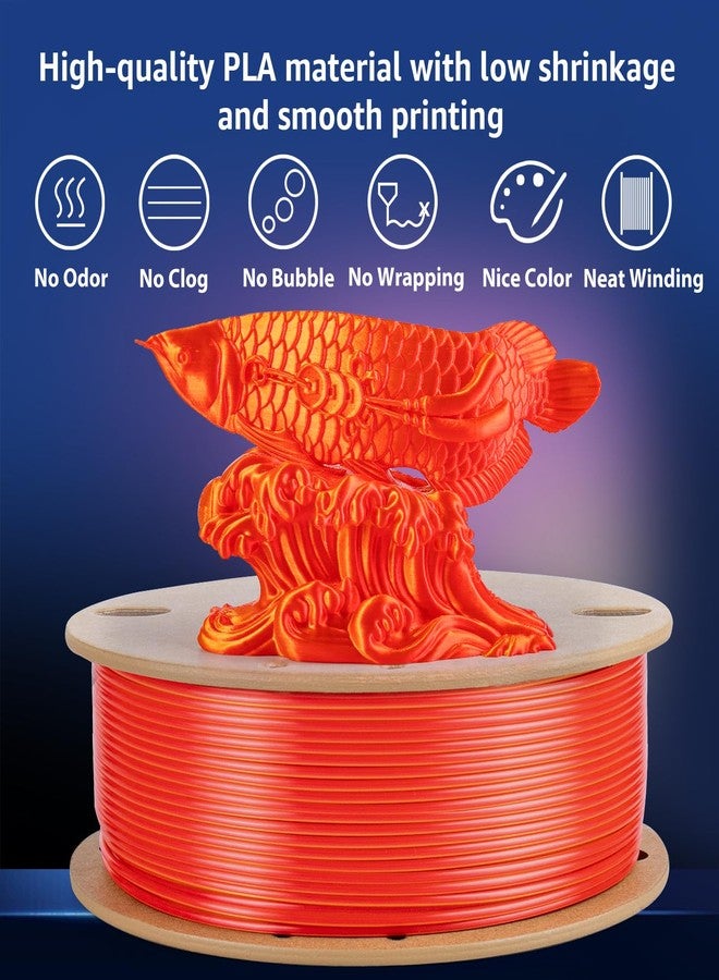 dikale Silk Triple Colors PLA+ 3D Printer Filament 1.75mm, No Tangle Shiny Filament Net Weight 250g Spool (0.55lbs), 3-in-1 Silk PLA Pro Plus, Gold+Red+Orange - Image 5