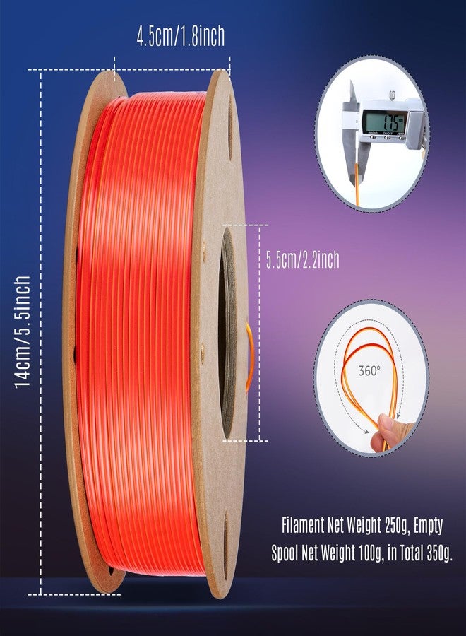 dikale Silk Triple Colors PLA+ 3D Printer Filament 1.75mm, No Tangle Shiny Filament Net Weight 250g Spool (0.55lbs), 3-in-1 Silk PLA Pro Plus, Gold+Red+Orange - Image 3