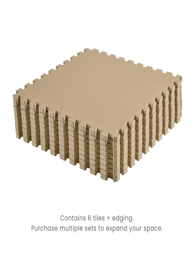 Toddlekind Solid Color Foam Play Mat 4x4 Baby Playmat. Stylish, Non-Toxic, Odorless, Plain Design Puzzle Play Mat 0m+ (Beige) - Image 2