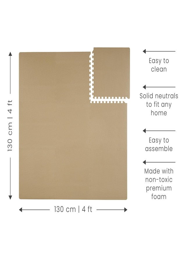 Toddlekind Solid Color Foam Play Mat 4x4 Baby Playmat. Stylish, Non-Toxic, Odorless, Plain Design Puzzle Play Mat 0m+ (Beige) - Image 3