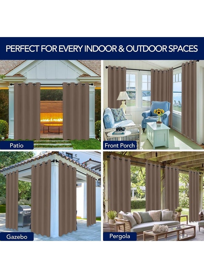 PureFit Outdoor Curtains for Patio Waterproof Weatherproof, UV and Fade Resistant Outside Curtains for Gazebo, Front Porch, Pergola, Sun Blocking Privacy Curtain, 52W x 95L inch, 1 Panel, Camel  - Image 5