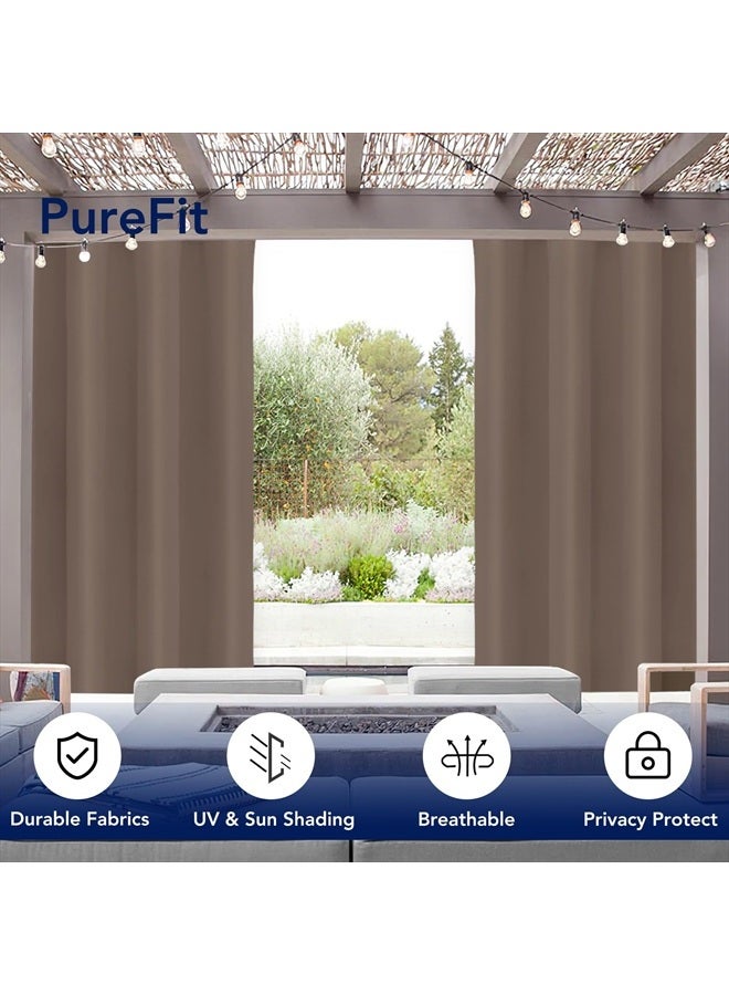 PureFit Outdoor Curtains for Patio Waterproof Weatherproof, UV and Fade Resistant Outside Curtains for Gazebo, Front Porch, Pergola, Sun Blocking Privacy Curtain, 52W x 95L inch, 1 Panel, Camel  - Image 3