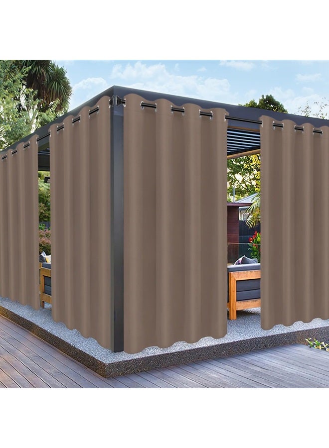 PureFit Outdoor Curtains for Patio Waterproof Weatherproof, UV and Fade Resistant Outside Curtains for Gazebo, Front Porch, Pergola, Sun Blocking Privacy Curtain, 52W x 95L inch, 1 Panel, Camel  - Image 1