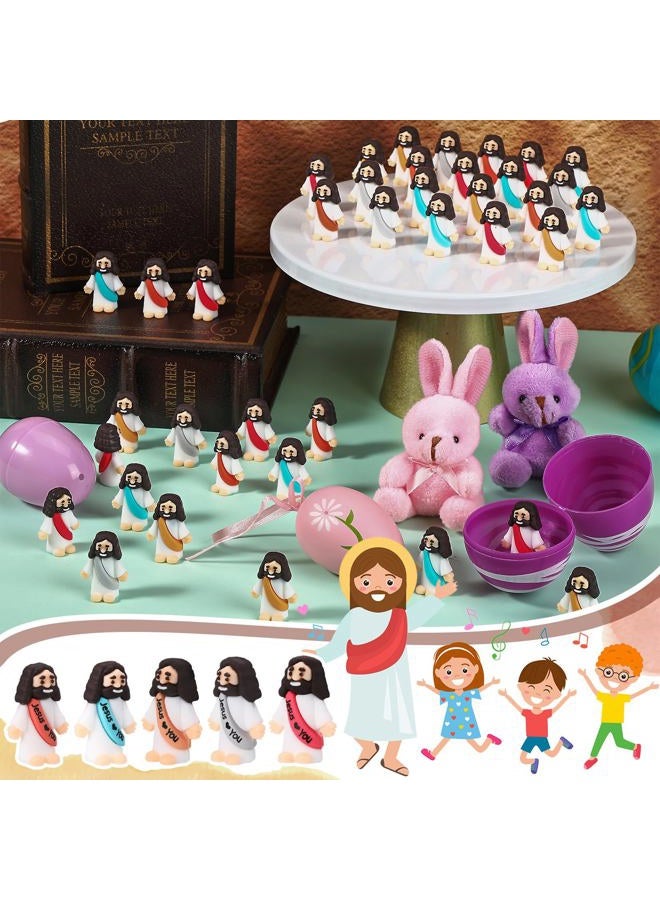 Bememo 100 Pcs Little Jesus Figures Jesus Loves You Original Design Rubber Pocket Toys Little Figures to Hide and Seek Sunday School Religious Party Share Gifts(Bohemian Color) - Image 4