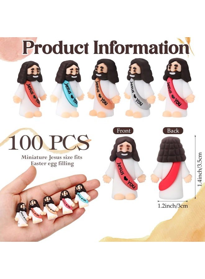 Bememo 100 Pcs Little Jesus Figures Jesus Loves You Original Design Rubber Pocket Toys Little Figures to Hide and Seek Sunday School Religious Party Share Gifts(Bohemian Color) - Image 2