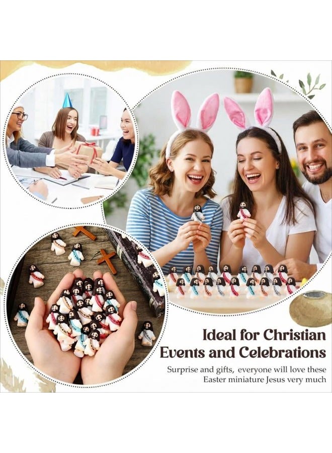 Bememo 100 Pcs Little Jesus Figures Jesus Loves You Original Design Rubber Pocket Toys Little Figures to Hide and Seek Sunday School Religious Party Share Gifts(Bohemian Color) - Image 3