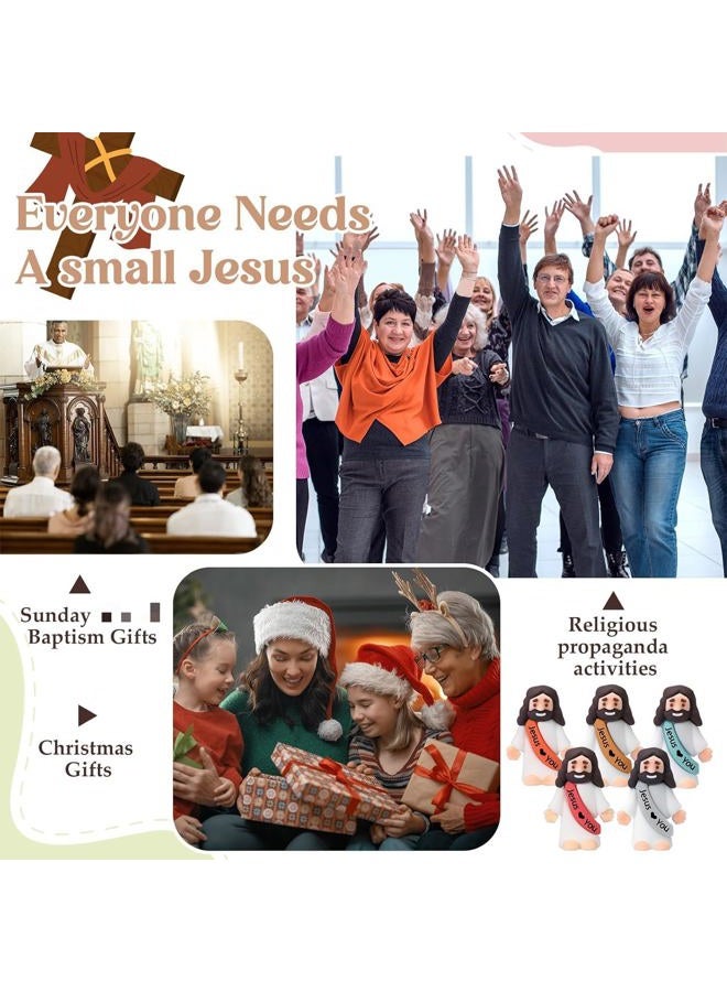 Bememo 100 Pcs Little Jesus Figures Jesus Loves You Original Design Rubber Pocket Toys Little Figures to Hide and Seek Sunday School Religious Party Share Gifts(Bohemian Color) - Image 5