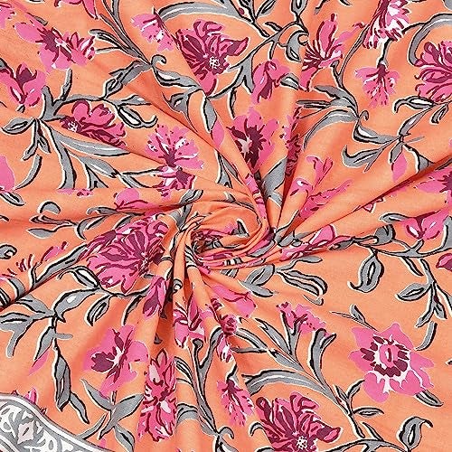 RajasthaniKart Pure Cotton 180 TC King Size BEDSHEET with 2 Pillow Cover - 90X108 (Suitable for King Size Bed Sheet or Double Bed, Orange) PSP101 - Image 5