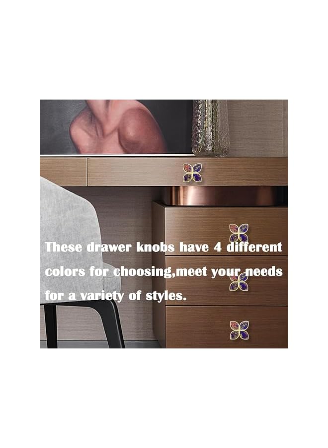 PROMASS مقابض برونزية على شكل رباعي الأوراق، مقابض سحب ذهبية، مقابض خزائن على شكل رباعي الأوراق مع براغي لخزائن الأدراج ومطبخ (أكواريل، 6 قطع) - Image 3