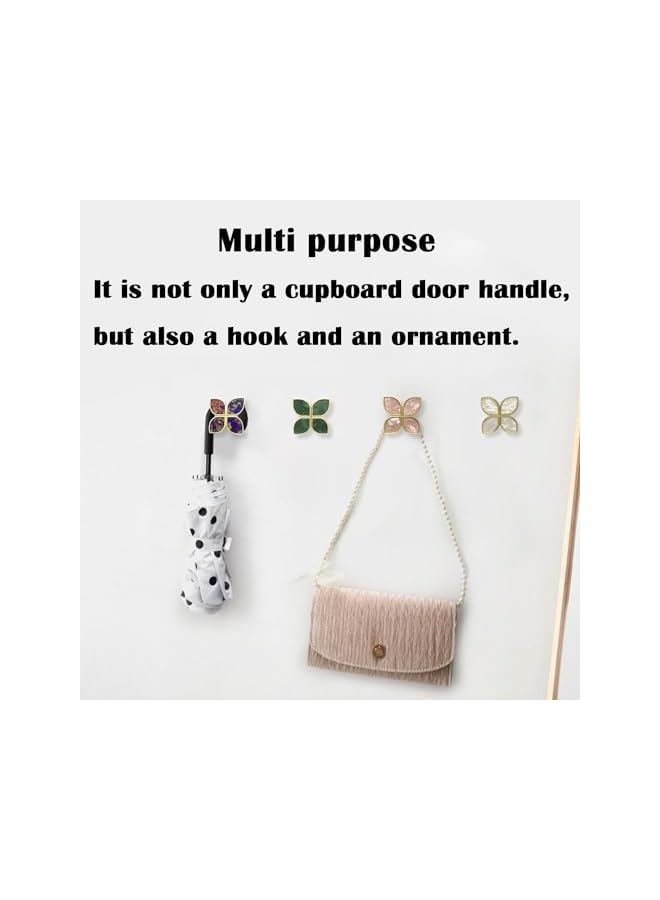 PROMASS مقابض برونزية على شكل رباعي الأوراق، مقابض سحب ذهبية، مقابض خزائن على شكل رباعي الأوراق مع براغي لخزائن الأدراج ومطبخ (أكواريل، 6 قطع) - Image 2