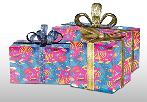 Izzy 'n' Dizzy Hanukkah Wrapping Paper - Extra Wide Multicolored - 30 Inch x 144 Inch- Hanukkah Themed Gift Wrap - Image 4