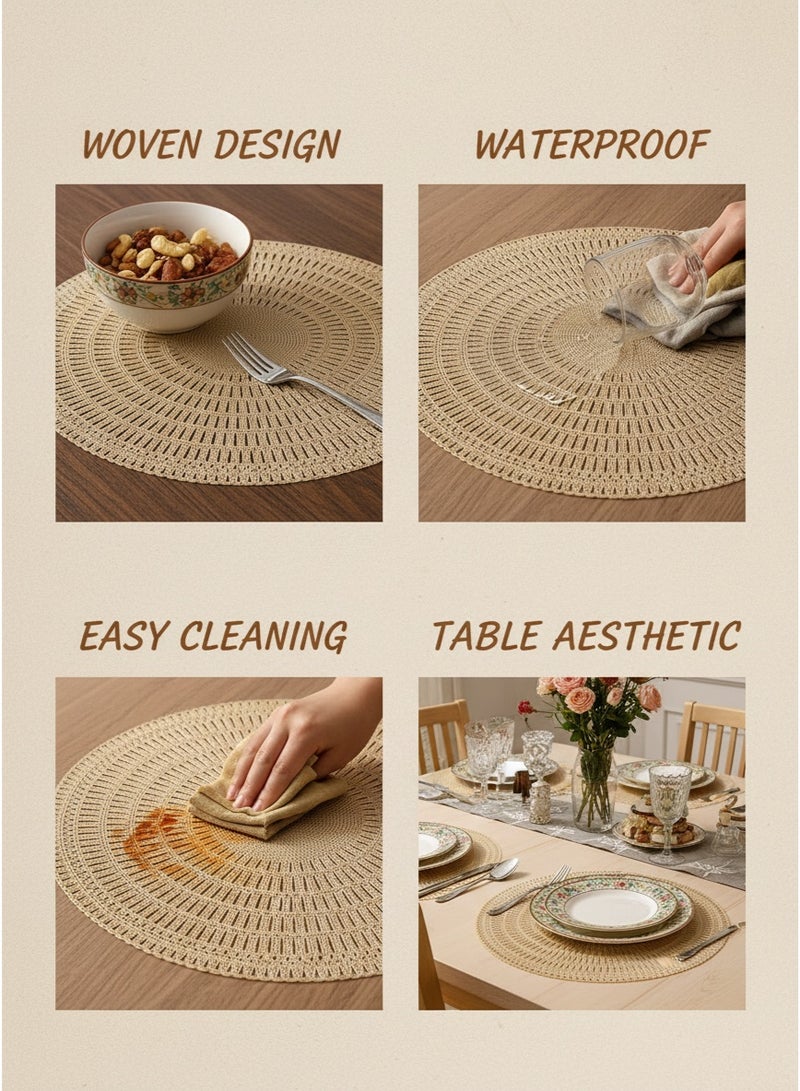 الآلة الصغيرة جوف جوف منسوجة PVC طعام Placemat ، بوهو شعاعي قطع مقاومة للحرارة مقاومة للانزلاق طاولة حصيرة ، مقاومة للماء قابل للغسيل ديكور طاولة وسادة للمطبخ المنزلي مقهى مطعم - Image 2