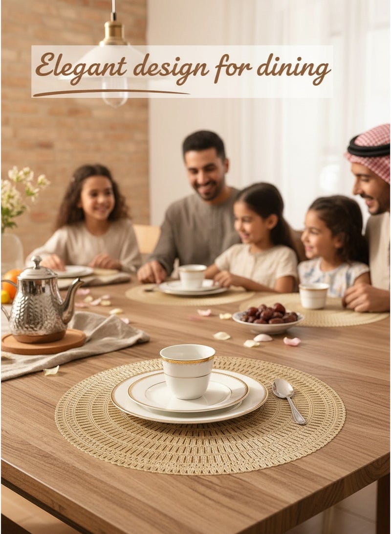 الآلة الصغيرة جوف جوف منسوجة PVC طعام Placemat ، بوهو شعاعي قطع مقاومة للحرارة مقاومة للانزلاق طاولة حصيرة ، مقاومة للماء قابل للغسيل ديكور طاولة وسادة للمطبخ المنزلي مقهى مطعم - Image 3