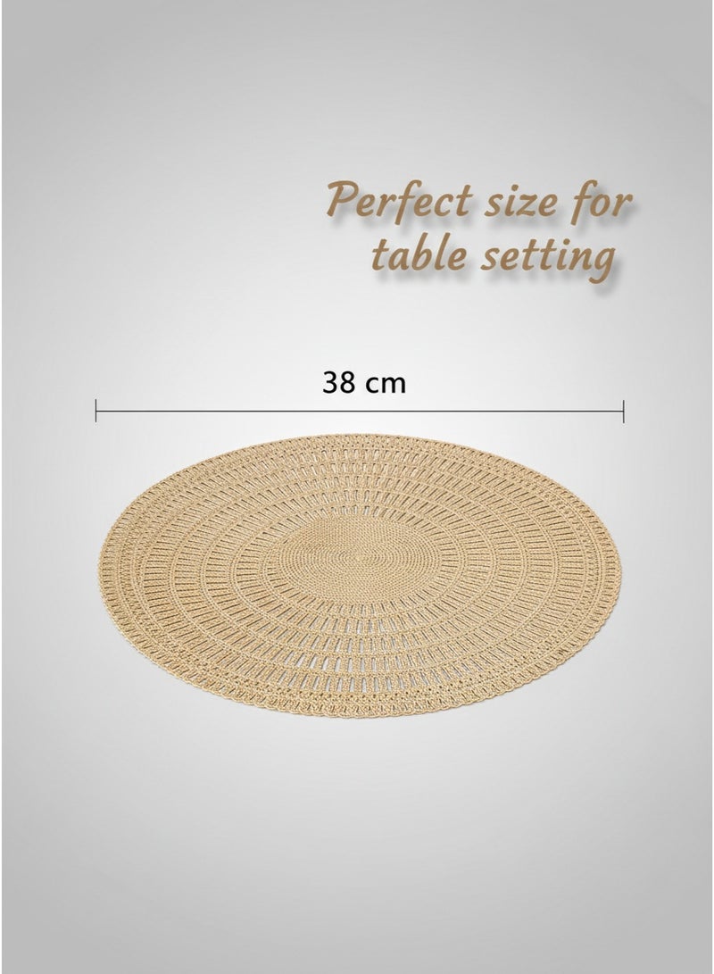 الآلة الصغيرة جوف جوف منسوجة PVC طعام Placemat ، بوهو شعاعي قطع مقاومة للحرارة مقاومة للانزلاق طاولة حصيرة ، مقاومة للماء قابل للغسيل ديكور طاولة وسادة للمطبخ المنزلي مقهى مطعم - Image 4