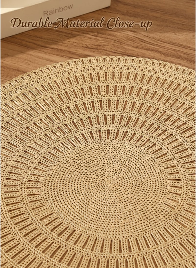 الآلة الصغيرة جوف جوف منسوجة PVC طعام Placemat ، بوهو شعاعي قطع مقاومة للحرارة مقاومة للانزلاق طاولة حصيرة ، مقاومة للماء قابل للغسيل ديكور طاولة وسادة للمطبخ المنزلي مقهى مطعم - Image 5