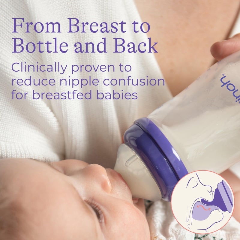 Lansinoh Anti-Colic Baby Bottles for Breastfeeding Babies, 8 Ounces, 3 Count, Includes 3 Medium Flow Nipples, Size M - Image 4