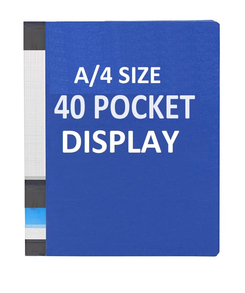 Display File,Clear Leaves A4 Size Papers,40 Folders, Plastic (40 Pocket Blue A4)