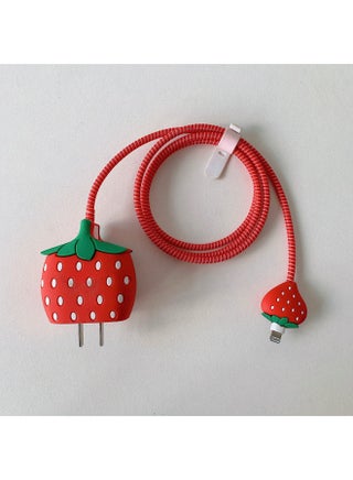 The Four-piece Charger Protective Cover Is Suitable For Iphone 15 Fast Charging Head Protective Cover 18W/20W Charger-Specifications:138. Strawberry (four-piece Set) Size Head 1.4 Meters Winding Rope Tie - pzsku/Z3F64EA6AD89F429F13BAZ/45/1745060829/b2107adf-64dc-4f7f-9352-66ef7a857b12