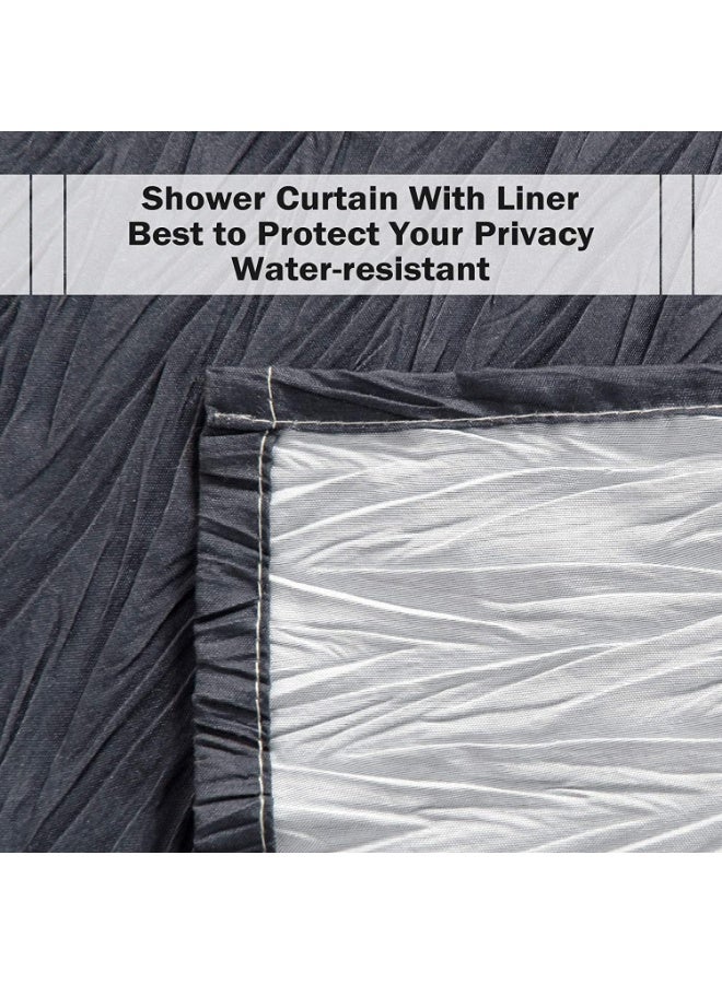 Shower Curtain, Modern Grey Gradient Shower Curtain, Textured Waterproof Fabric Bath Shower Curtain, Simple Style Bathroom Shower Curtains, Machine Washable, with 12 Hooks, 180 x 180 cm - Image 5