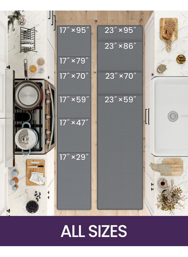 DEXI Kitchen Floor Mats Cushioned Anti Fatigue,17x59, Standing Runner Rug Waterproof, Comfort Memory Foam Padded for Front Sink Laundry, Grey - Image 2