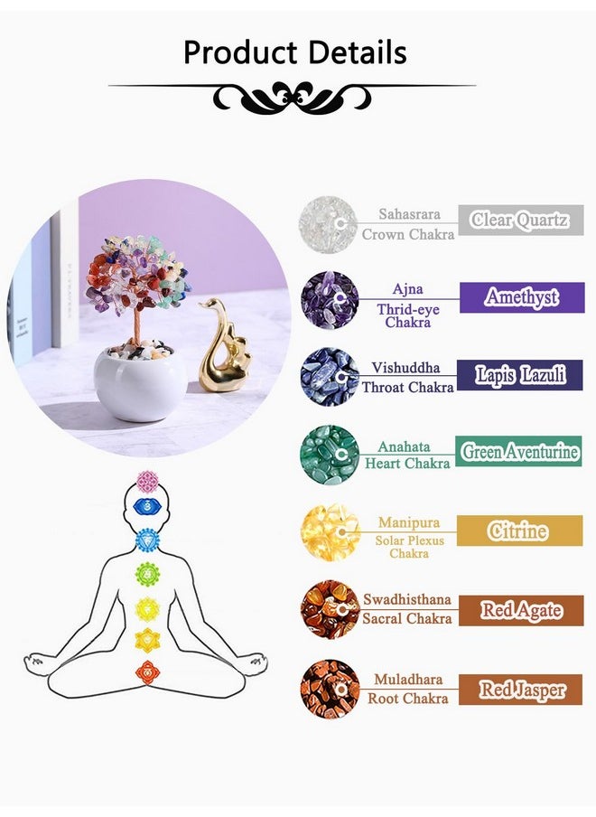 Jovivi Jovivi Natural 7 Chakra Crystal Tree Money Tree Feng Shui Gemstone Tree of Life with Pot Ceramic Base for Home Office Desk Crystal Decor Christmas Ornaments  - Image 5