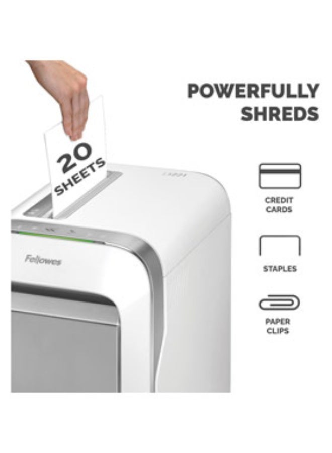 فيلوز آلة تمزيق المستندات Fellowes LX221 Micro Cut - أمان P-5، سعة 20 ورقة، 2x12 مم، أبيض - Image 3