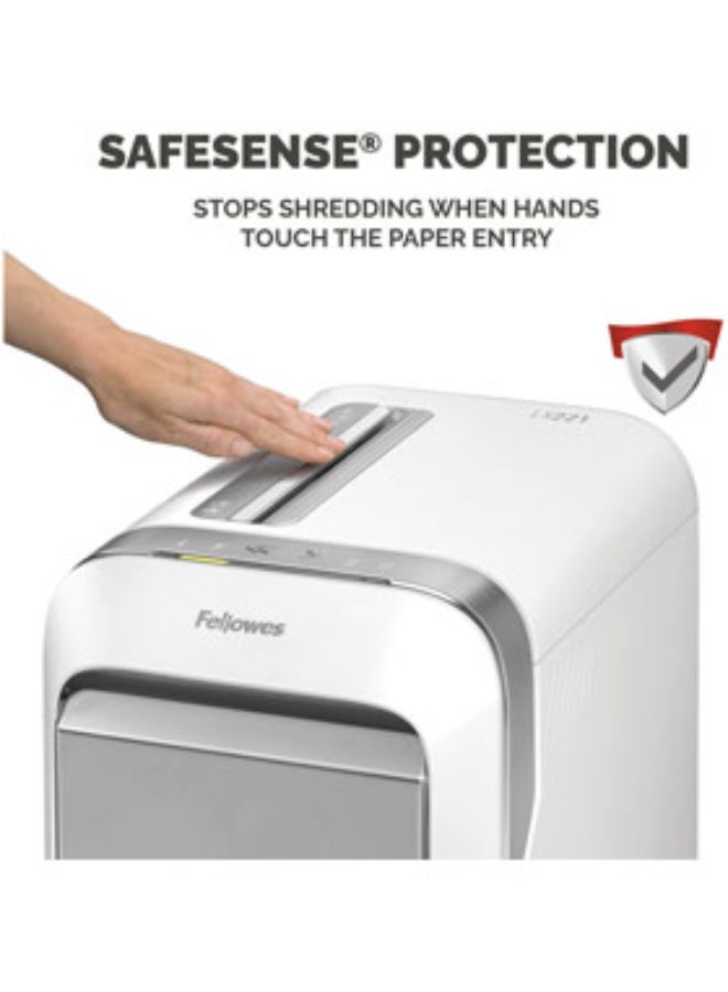فيلوز آلة تمزيق المستندات Fellowes LX221 Micro Cut - أمان P-5، سعة 20 ورقة، 2x12 مم، أبيض - Image 5