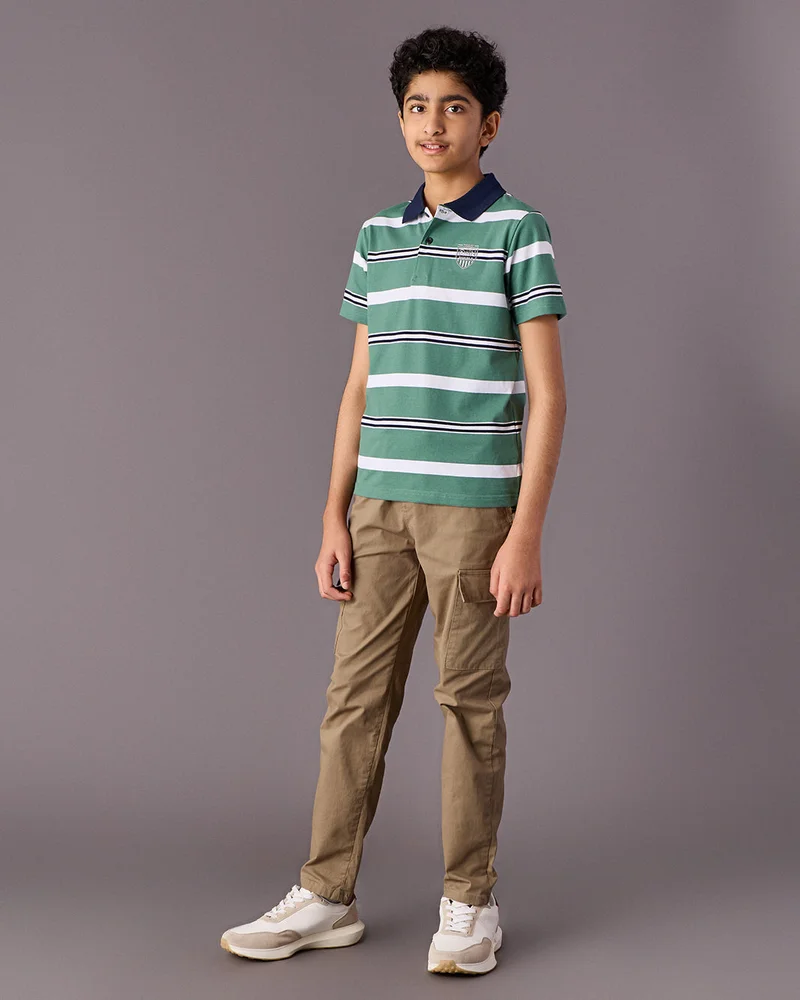 Redtag Senior Boys Brown Twill Cargo Pants