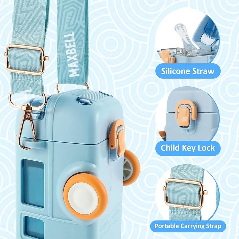 HARIRUP Bus Shape Water Bottle for Kids with Strap Sipper and Straw Leakproof BPA Free with Lock 500 ml Bottle for School Kids Bus Shaped Water Bottle for Girls and Boys Pack of 1 - Image 3