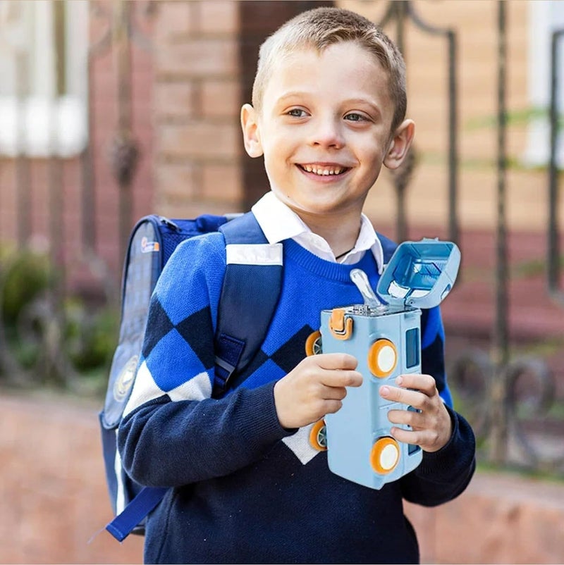 HARIRUP Bus Shape Water Bottle for Kids with Strap Sipper and Straw Leakproof BPA Free with Lock 500 ml Bottle for School Kids Bus Shaped Water Bottle for Girls and Boys Pack of 1 - Image 2