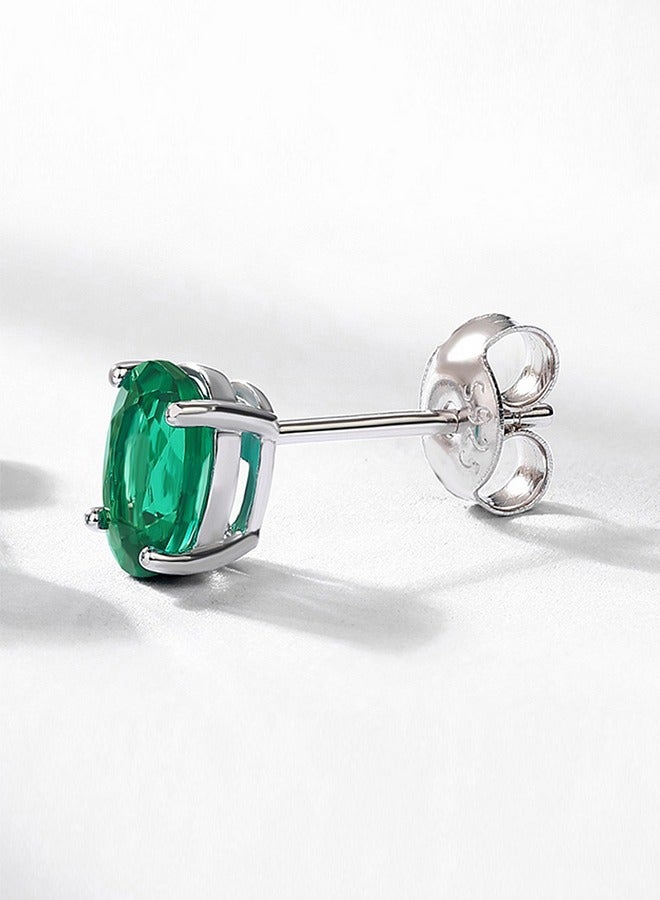 Grandmother Emerald Earrings S925 Silver Claw Diamond Earrings European and American Vintage Simple and Luxury - Image 2