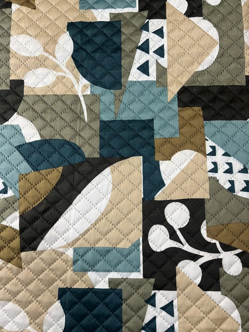 KINGLY Luxe Abstract Geo Teal–Mustard Quilted Velvet L-Shape Seat-Only Sofa Cover for 4+3 Seater – Non-Slip Washable Daily Use Sofa Protector, Luxury Sofa Mat for Living Room - Image 4