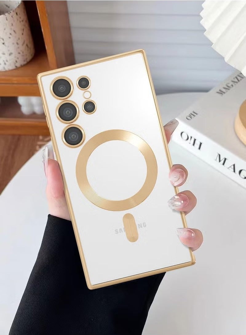 Houmt Galaxy S24 Ultra Magnetic Case Compatible with Magsafe Support Wireless Charging Camera Protection Shiny Plating Anti Scratch Slim Thin Protective Case Cover for Samsung Galaxy S24 Ultra - Image 1