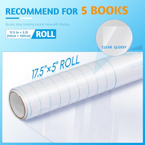 Yeplan Clear Contact Paper Roll,17.5 in x 5 ft,Self Adhesive Book Cover Paper Clear Protector for Crafts Paperback Textbook Hard Covers Documents - Image 2