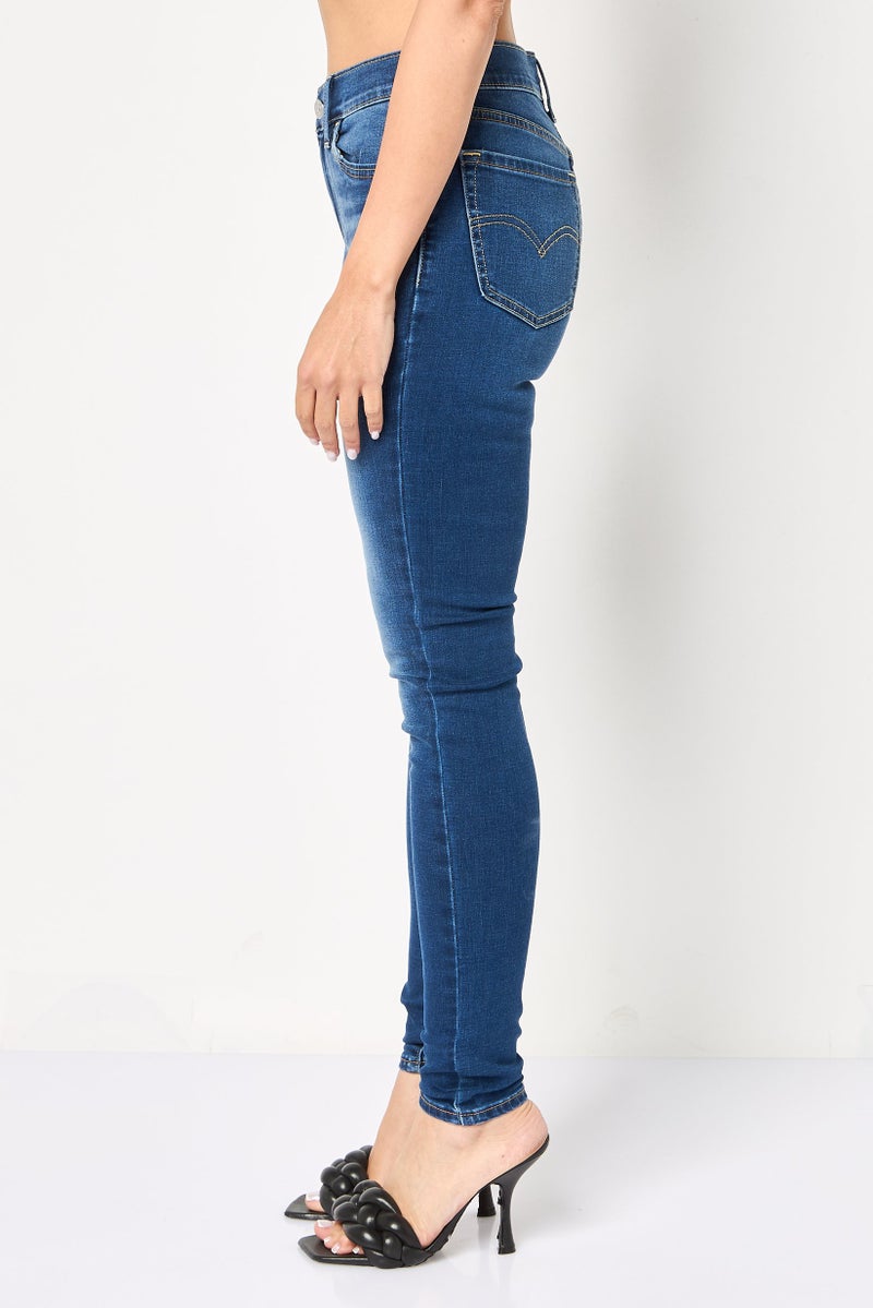Levi's Women Super Skinny Fit Washed Stretchable Jeans, Blue - Image 3