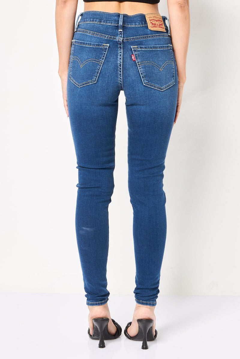 Levi's Women Super Skinny Fit Washed Stretchable Jeans, Blue - Image 4