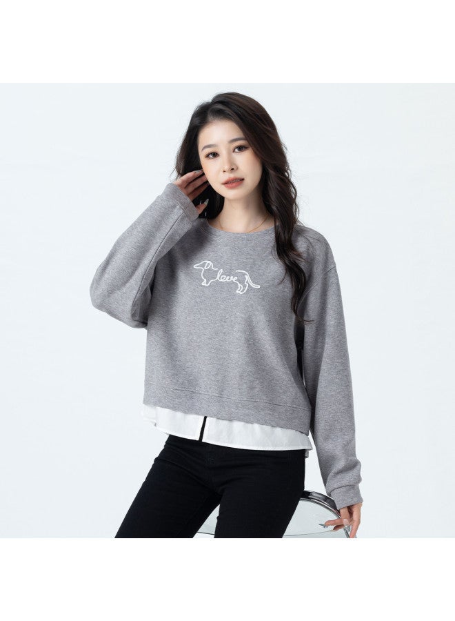 Tucano New Autumn And Winter Style Fake Two-Piece Women'S Hoodie, Loose Round Neck Design For Spring And Autumn, Can Be Worn As Outerwear, High-End Feel Women'S Hoodie - Image 3