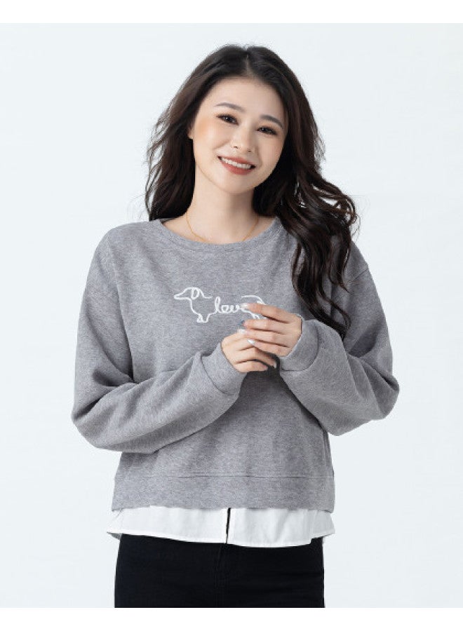 Tucano New Autumn And Winter Style Fake Two-Piece Women'S Hoodie, Loose Round Neck Design For Spring And Autumn, Can Be Worn As Outerwear, High-End Feel Women'S Hoodie - Image 1